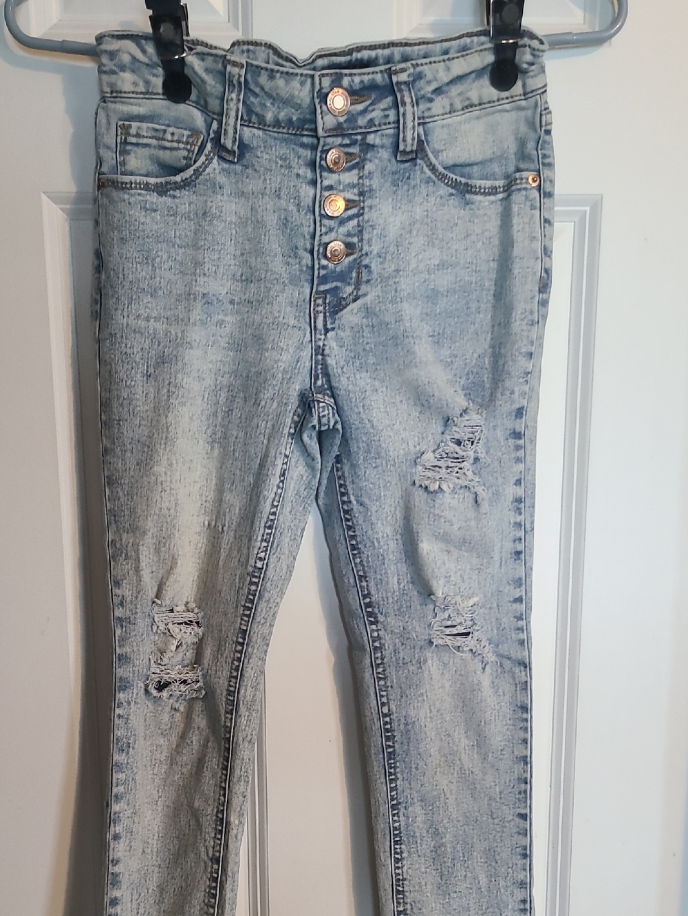 Imperial Star Acid Wash Light Blue Distressed Skinny Jeans